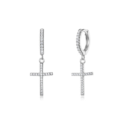 Earrings Crosses on huggies lock