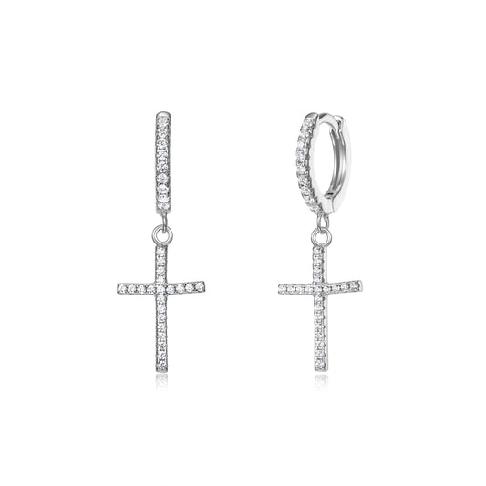 Earrings Crosses on huggies lock