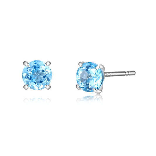 Earstuds Natural blue topaz 5 mm