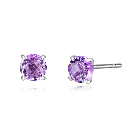 Earstuds natural amethyst 5 mm