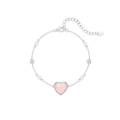 Pink quartz heart bracelet