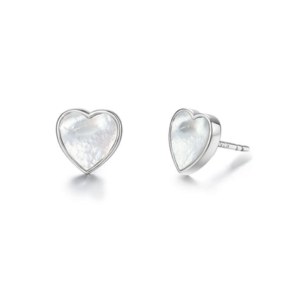 Earstuds Heart with white mother of pearl
