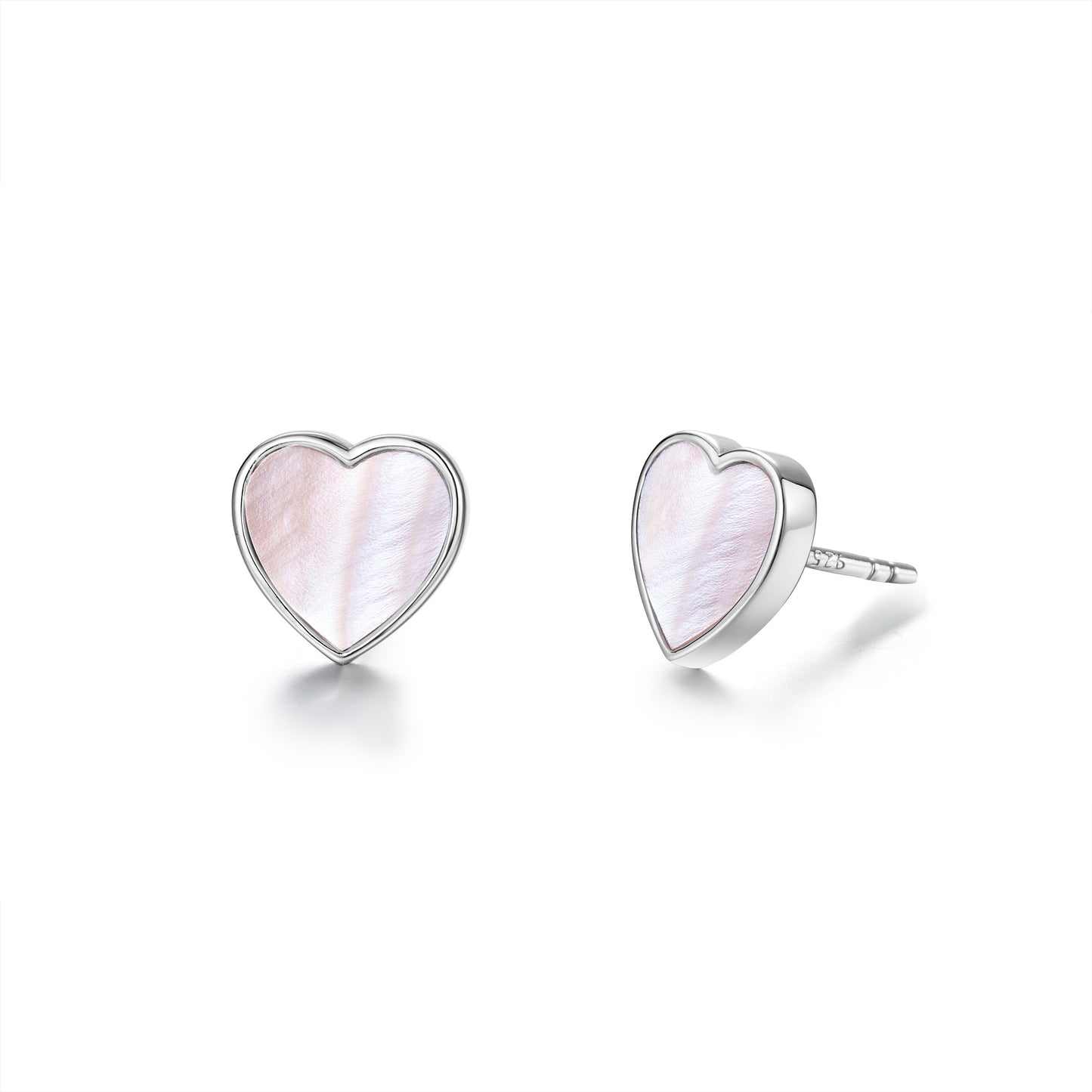 Earstuds Heart with pink mother of pearl