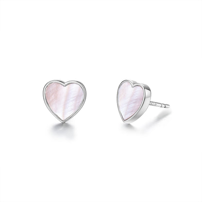 Earstuds Heart with pink mother of pearl