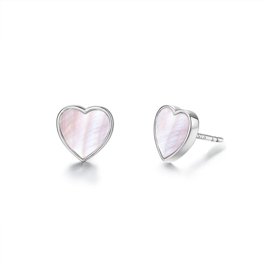 Earstuds Heart with pink mother of pearl