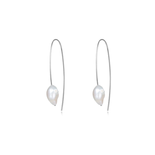 Earrings-pins with natural baroque pearls.