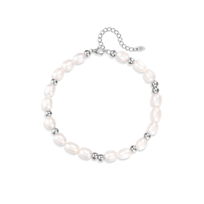 Anklet made of natural pearls Morse alphabet