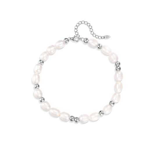 Anklet made of natural pearls Morse alphabet