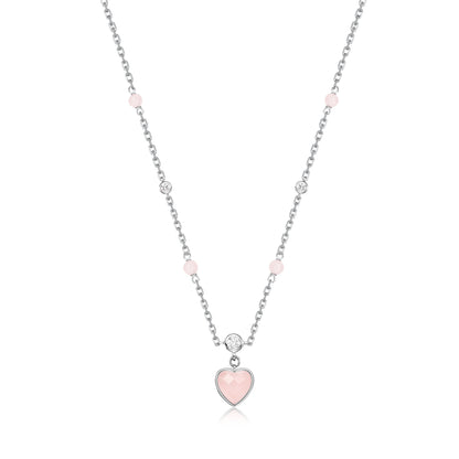 Pink quartz heart necklace
