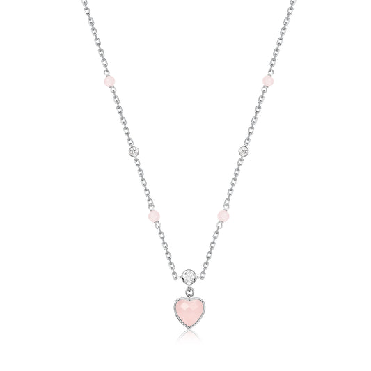 Pink quartz heart necklace