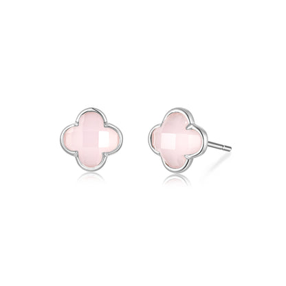 Earstuds Pink quartz Clover