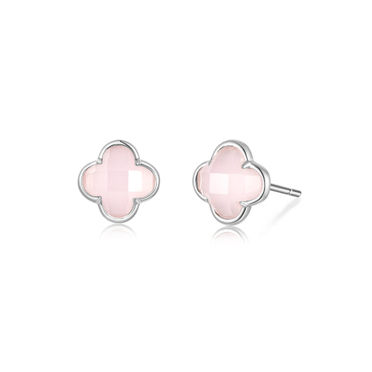 Earstuds Pink quartz Clover