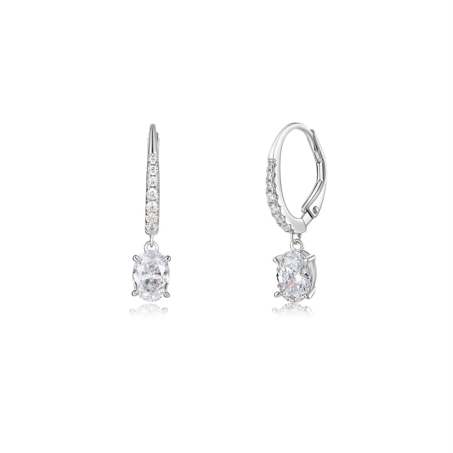 Earrings High-grade oval cut cubic zirconias with a french lock