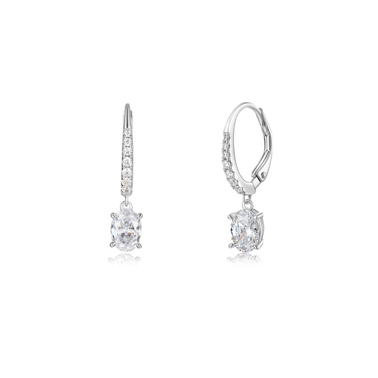 Earrings High-grade oval cut cubic zirconias with a french lock