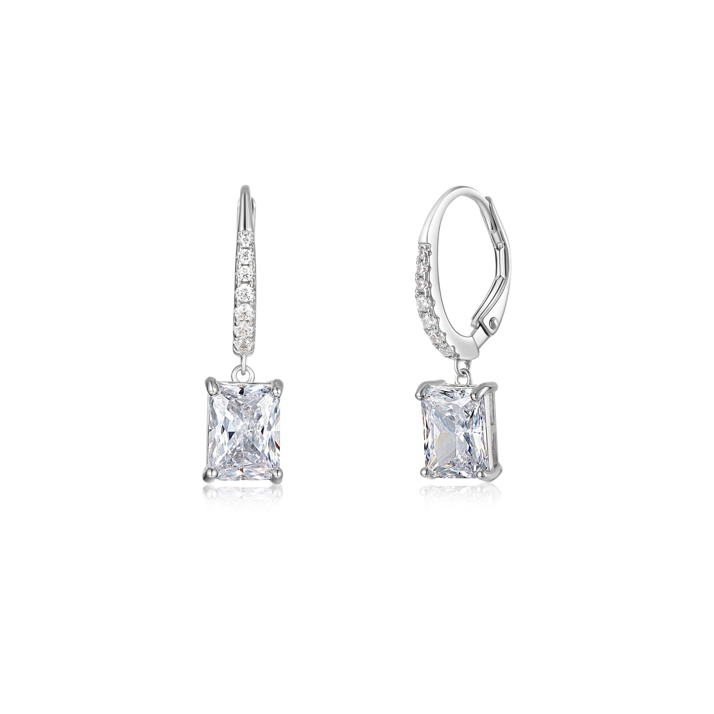 Earrings with Radiant cut High-grade cubic zirconias with a french lock