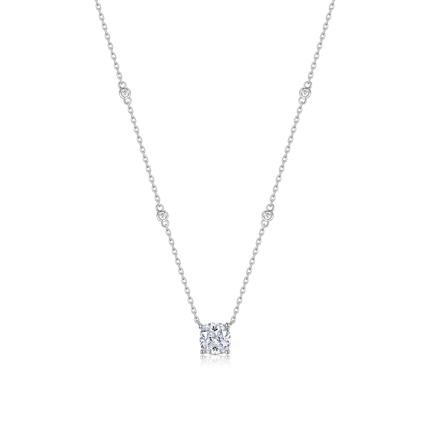Necklace with Coushon cut high-grade cubic zirconia