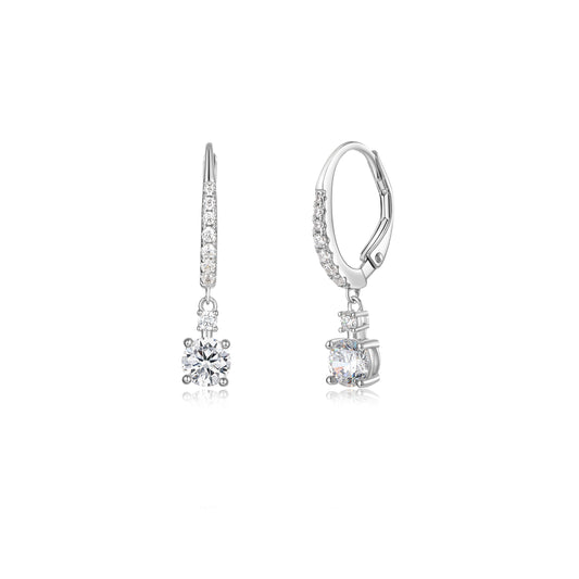 Earrings High-grade round cut cubic zirconias with a french lock