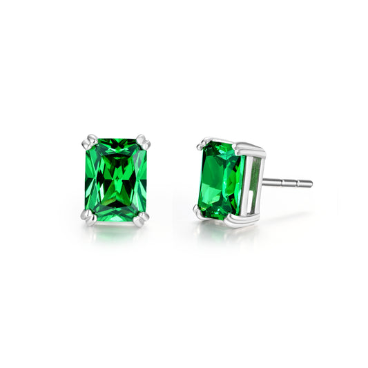 Earstuds with emerald Radiant cut high-grade cubic zirconia