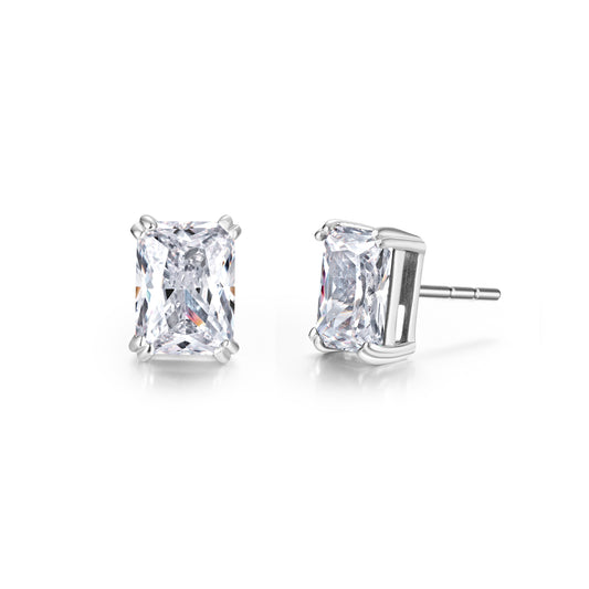 Earstuds with Radiant cut high-grade cubic zirconia