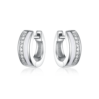Huggies-earrings with enamel and stones 12 mm
