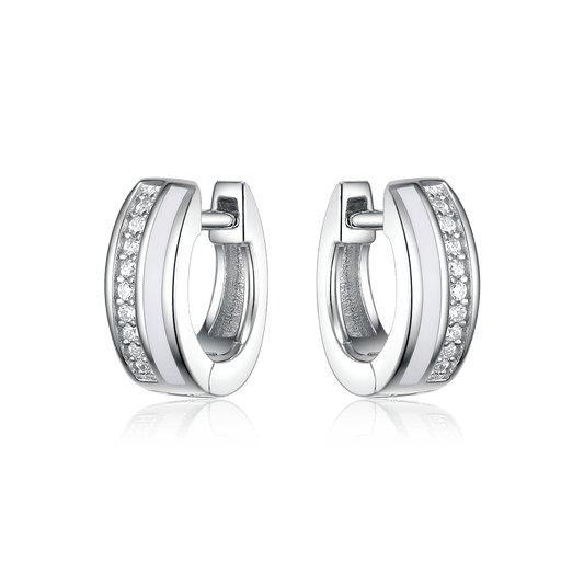 Huggies-earrings with enamel and stones 12 mm