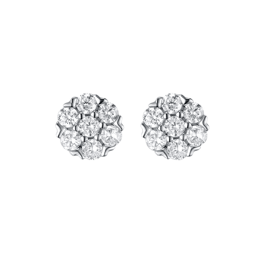 Stud earrings with a scattering of cubic zirconia