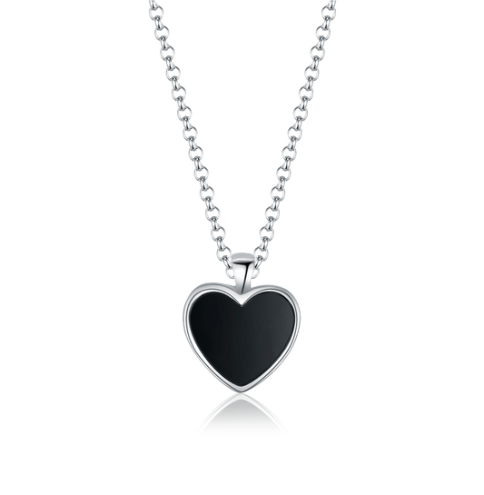 Heart necklace with onyx