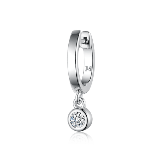 Huggies-earring with a hanging cubic zirconia