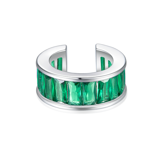 Cuff with emerald baguettes