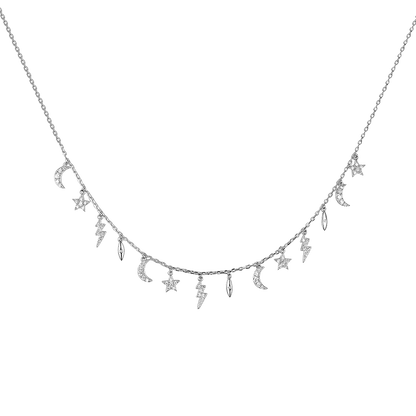 Necklace Glare of lightning with cubic zirconia