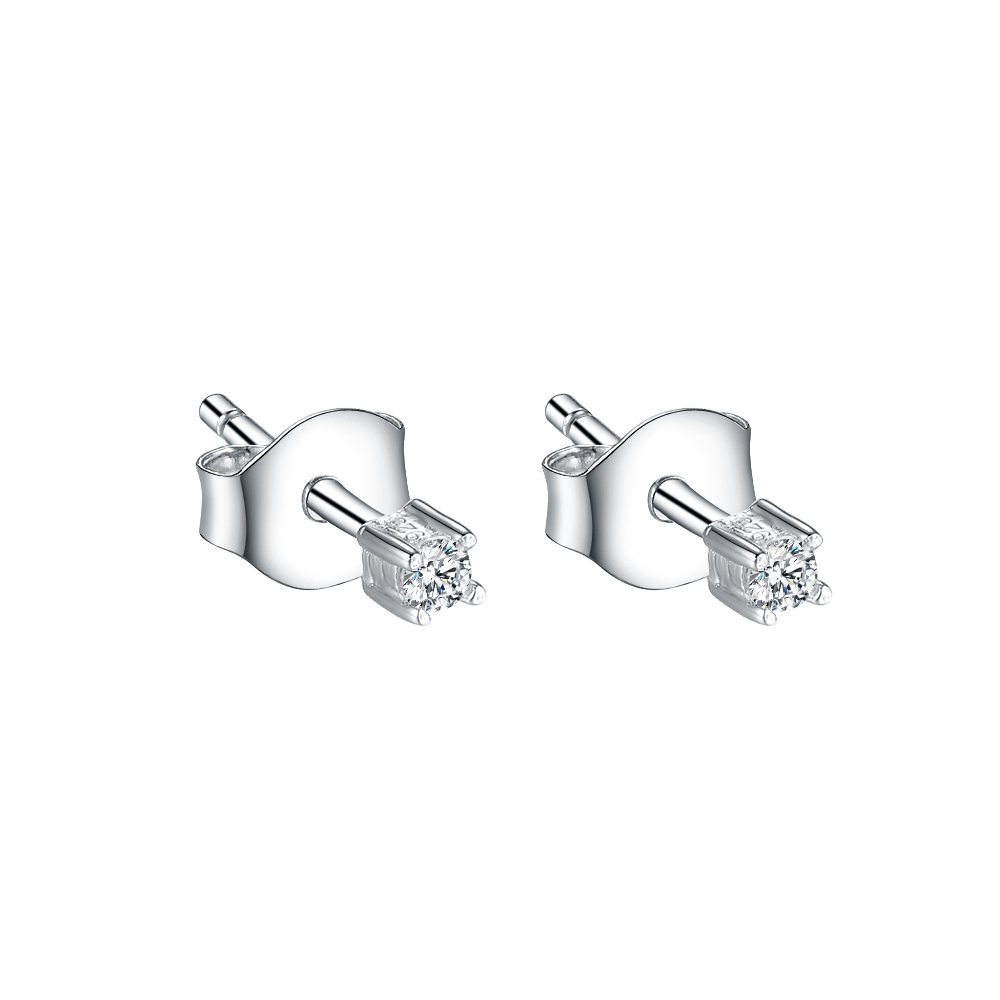 Stud earrings with cubic zirconia 2 mm