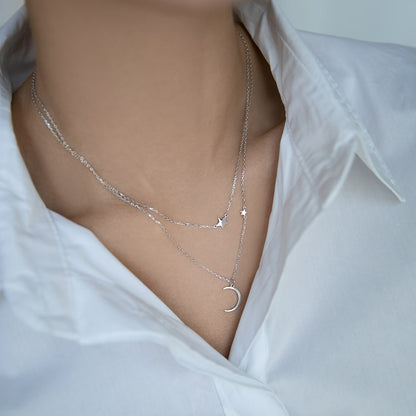Double necklace Crescent without stones
