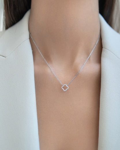 Necklace "Clover" with cubic zirconia