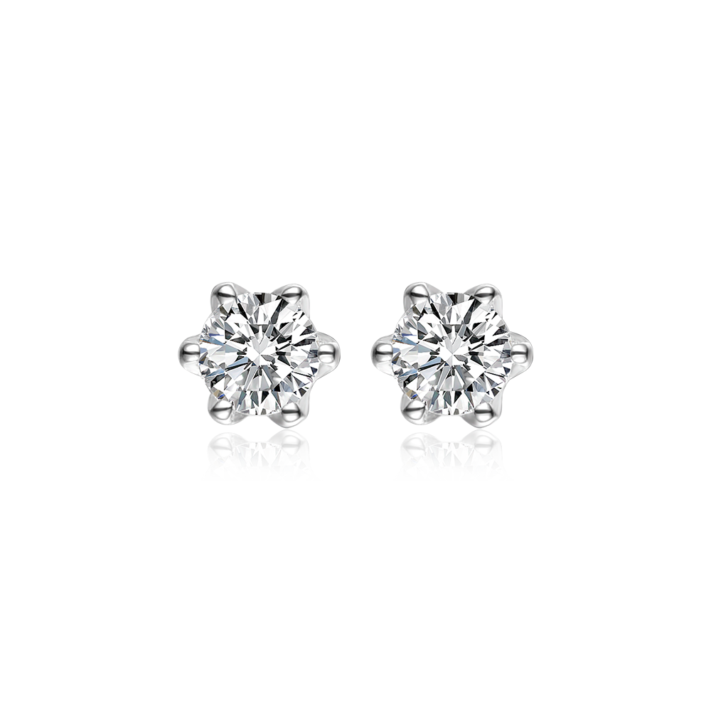 Stud earrings with cubic zirconia 3 mm