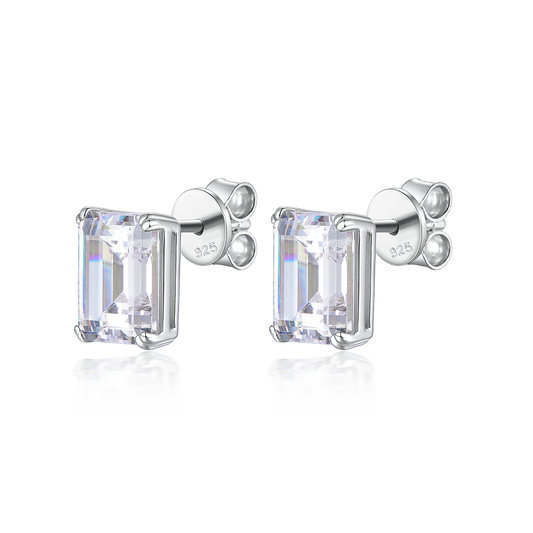 Earrings with stones in a baguette cut