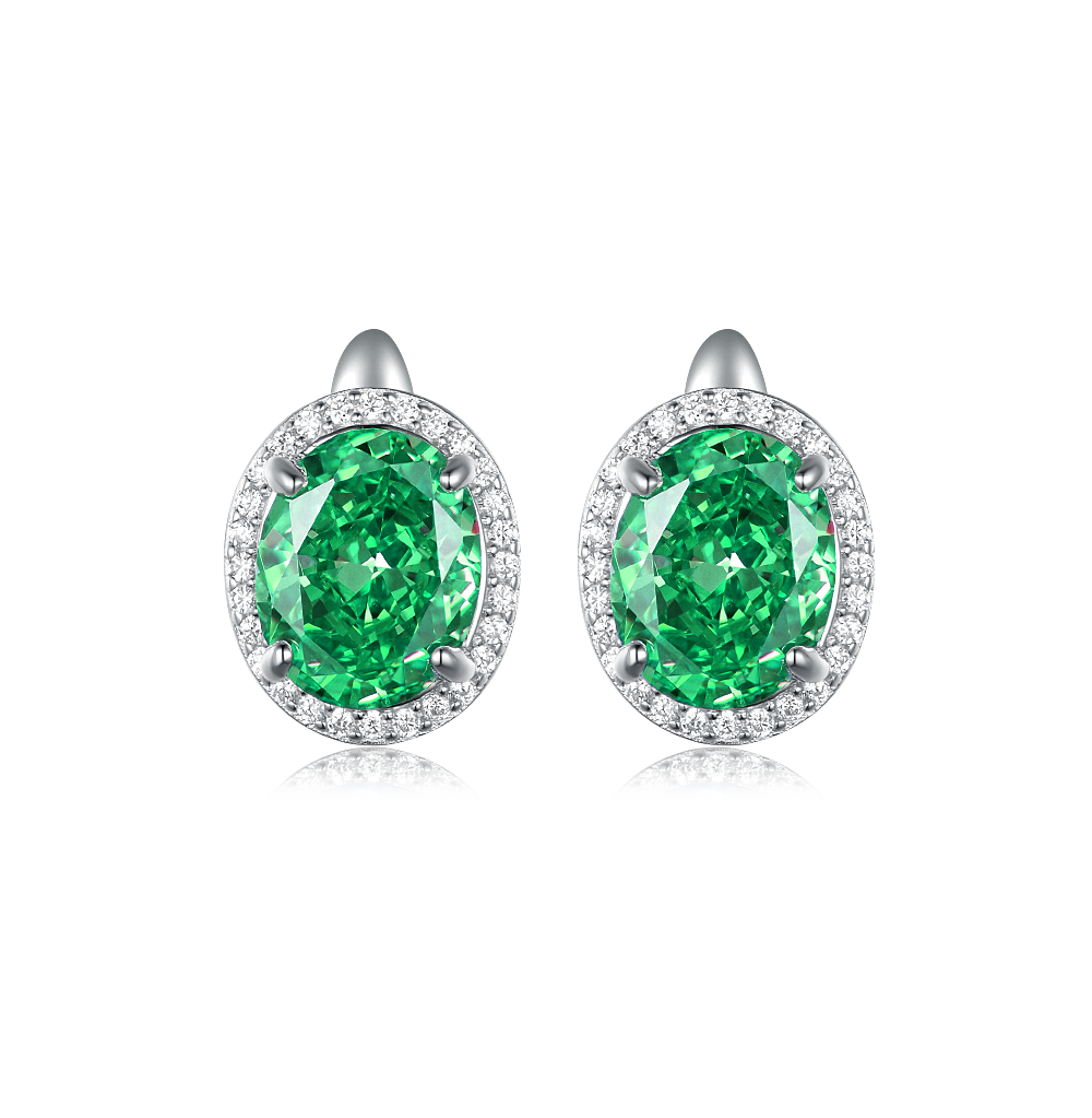 Earrings with emerald stones