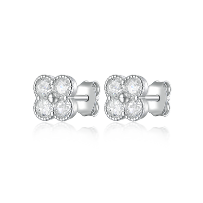 Stud-earrings Clover with stones