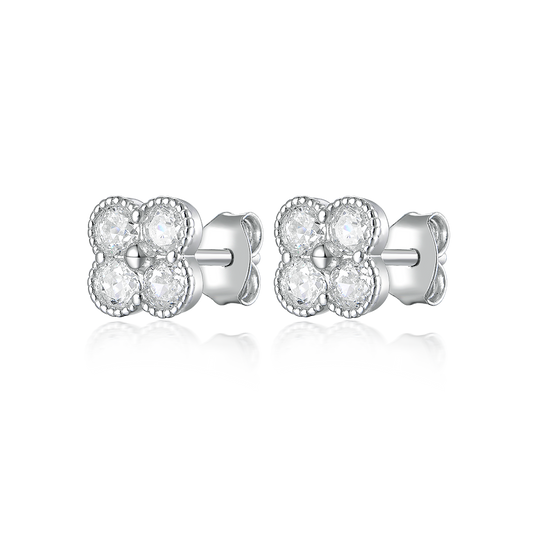 Stud-earrings Clover with stones