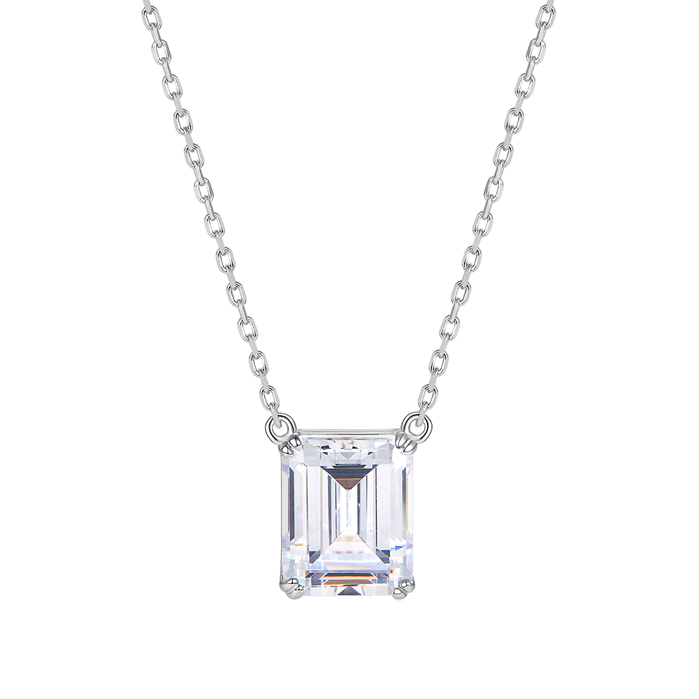 Necklace with a stone in a baguette cut