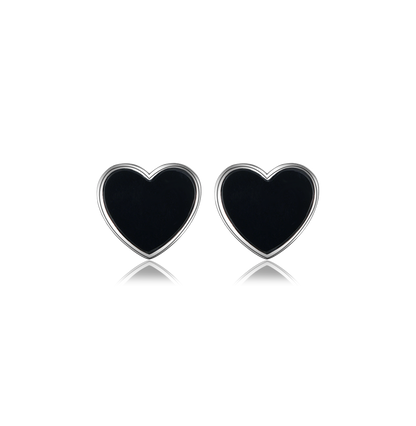 Heart Earrings with Onyx