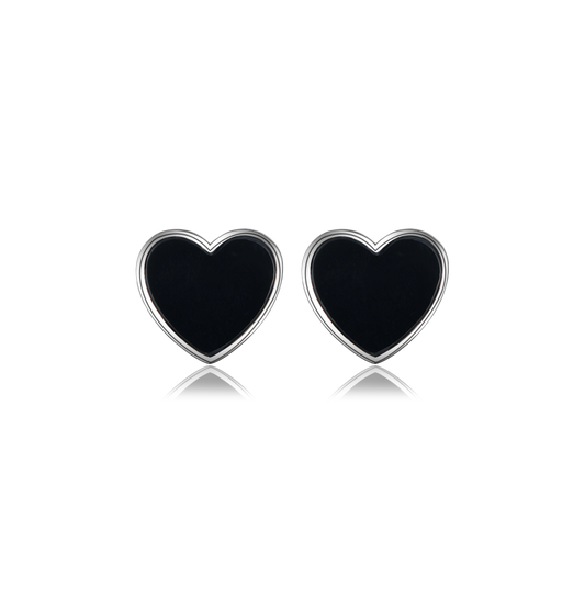 Heart Earrings with Onyx