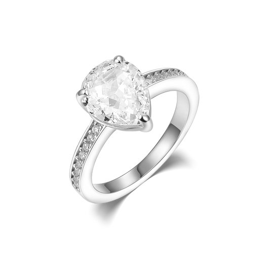Ring with a stone in a pear cut