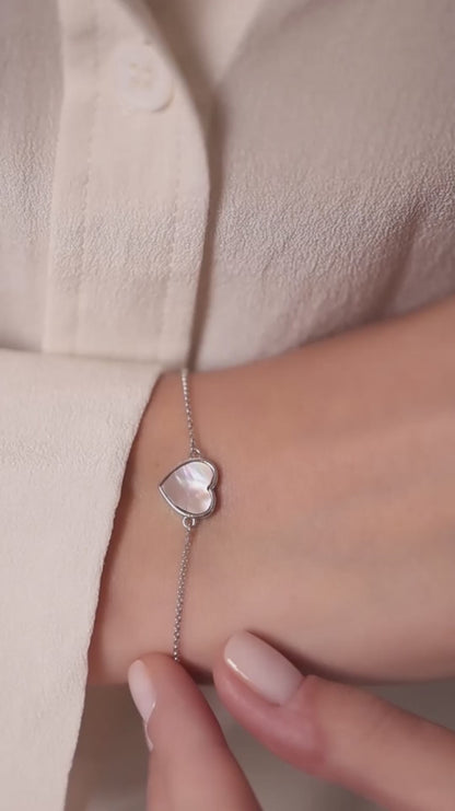 Bracelet Heart with white mother of pearl