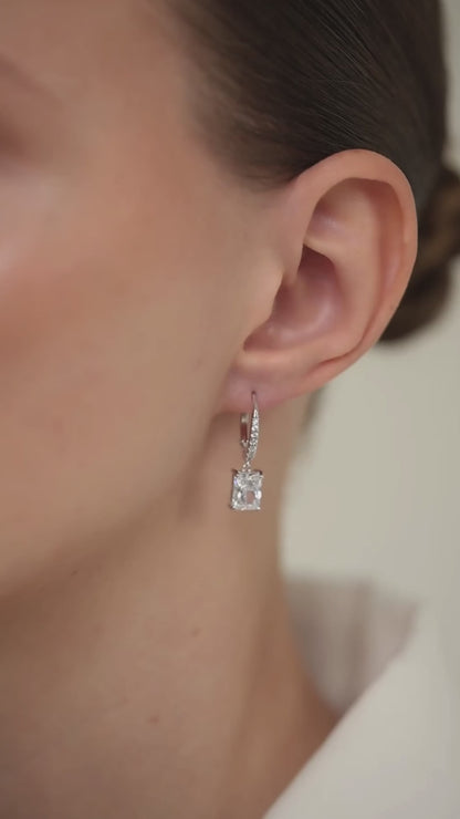 Earrings with Radiant cut High-grade cubic zirconias with a french lock