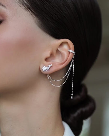 Earring-cuff and stud Stars (set)