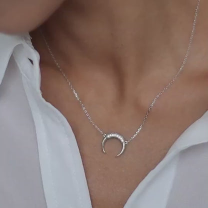 Necklace Lunula with stones 40 cm