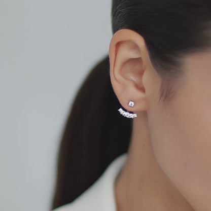 Earrings-jackets with large cubic zirconias