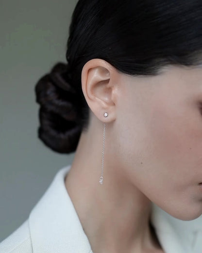 Stud earrings with pendant cubic zirconia