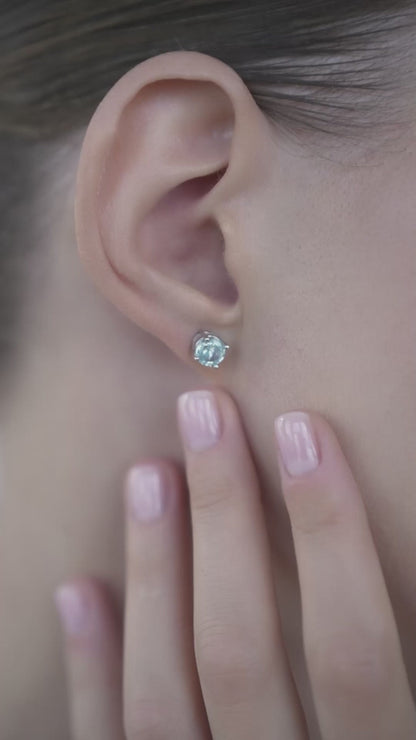 Earstuds Round Blue CZ