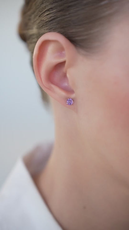 Earstuds natural amethyst 5 mm